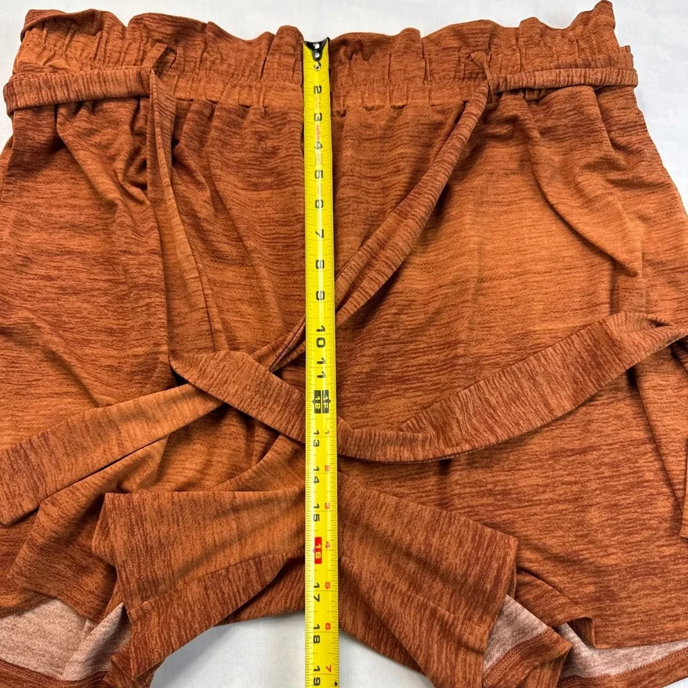 LuLaRoe Paper Bag Shorts Womens 2XL Rust Orange Stretch Lightweight Tie Waist